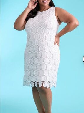 London Times Murphy White Crochet Lace Sheath Dress NWT Plus 14W